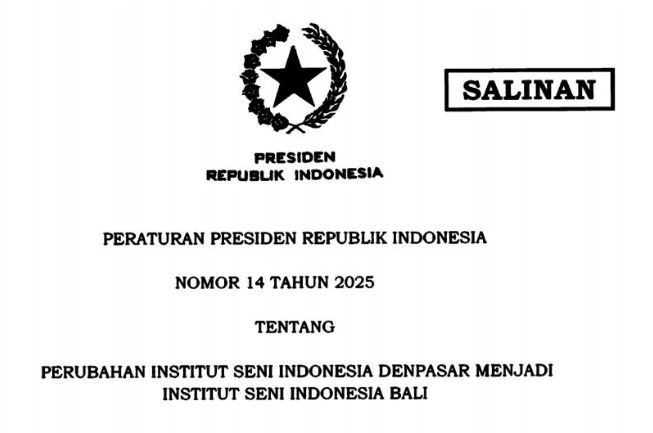 Prabowo Ubah Nama ISI Denpasar Jadi ISI Bali Lewat Perpres 14 2025